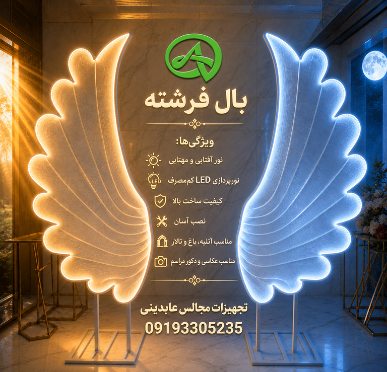بال فرشته (فلزی توری با نورپردازی)